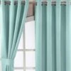Pastel Blue Herringbone Chevron Blackout Thermal Curtains Pair Eyelet Style