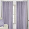Lilac Geometric Jacquard Blackout Eyelet Curtain Pair