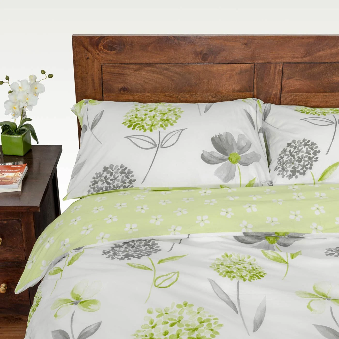 Green, White And Grey Floral Duvet Cover Set 3 Green, White And Grey Floral Duvet Cover Set
