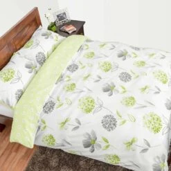 Green, White And Grey Floral Duvet Cover Set 7 Green, White And Grey Floral Duvet Cover Set -Best Homeware Store green main 4