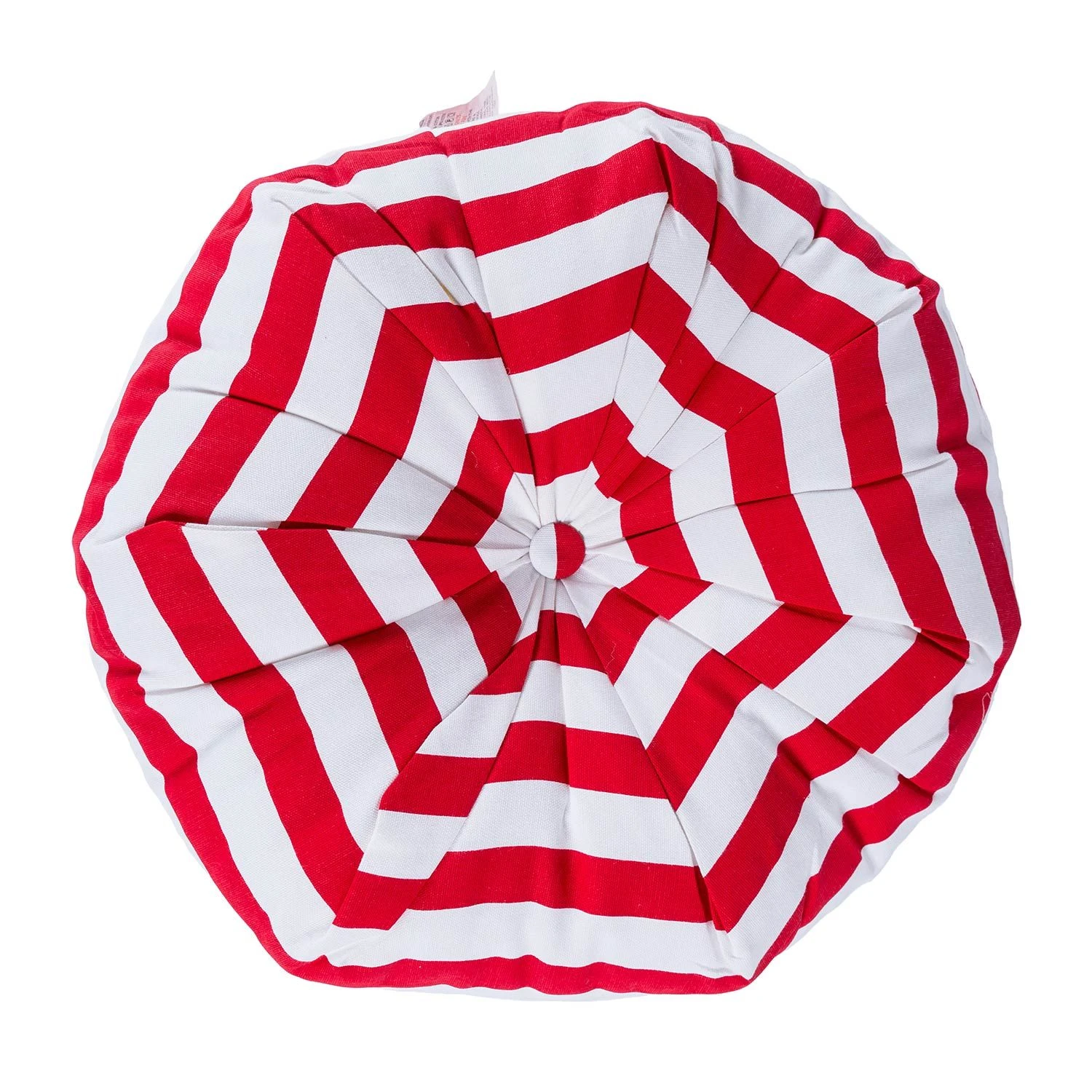 Red And White Stripe Pleated Round Floor Cushion 3 Red And White Stripe Pleated Round Floor Cushion