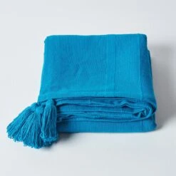 Cotton Rajput Ribbed Teal Throw, 255 X 360 Cm -Best Homeware Store httpsimages.vikkit.co .ukhomescapesthrowsrajputsf11742 sf1174 cotton rajput ribbed teal throw