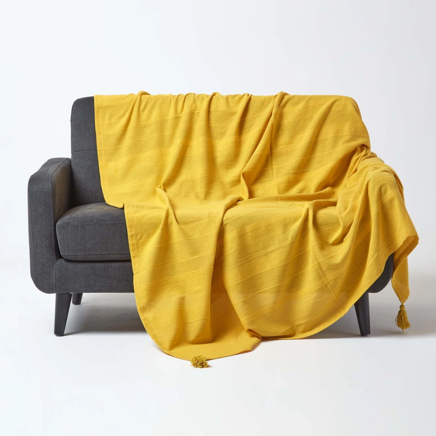 Cotton Rajput Ribbed Yellow Throw 3 Cotton Rajput Ribbed Yellow Throw
