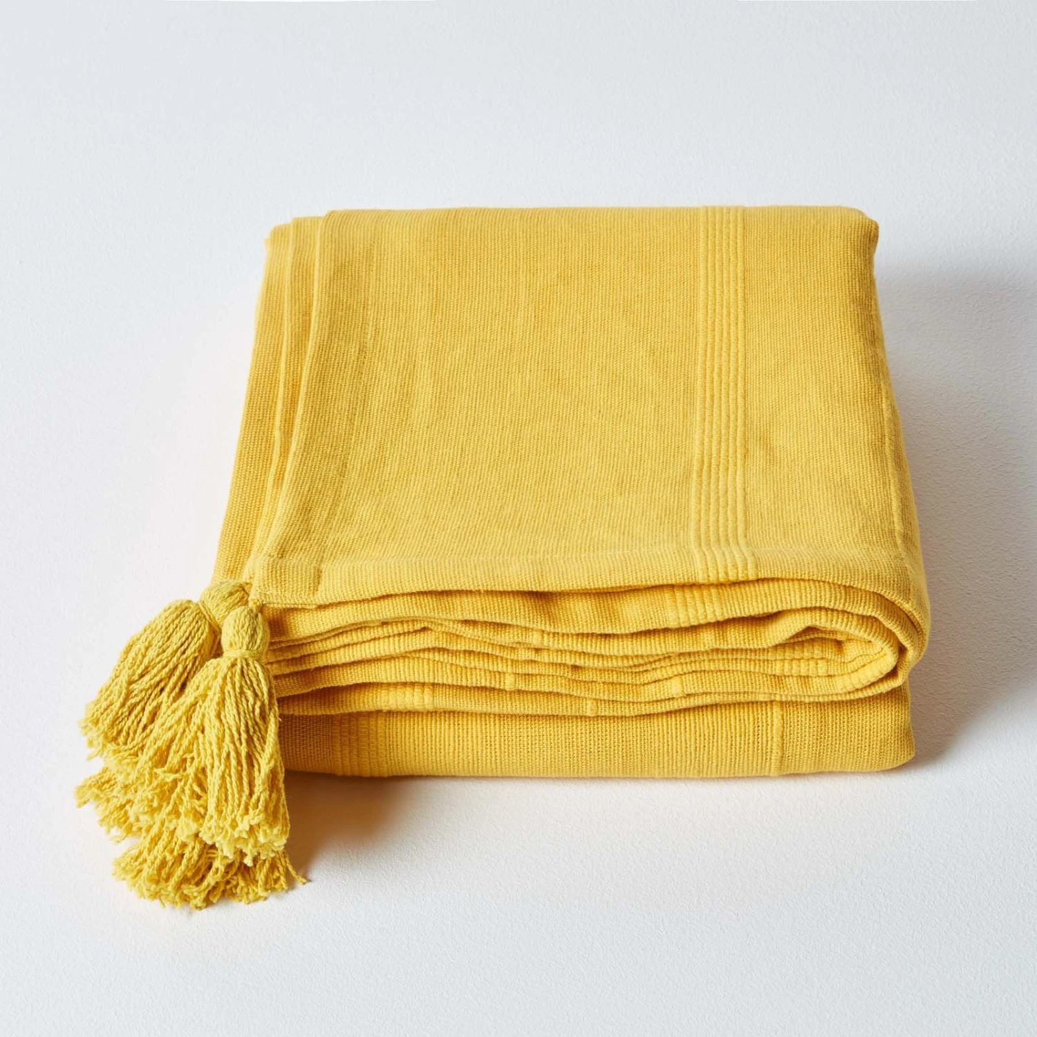 Cotton Rajput Ribbed Yellow Throw 4 Cotton Rajput Ribbed Yellow Throw - Image 2