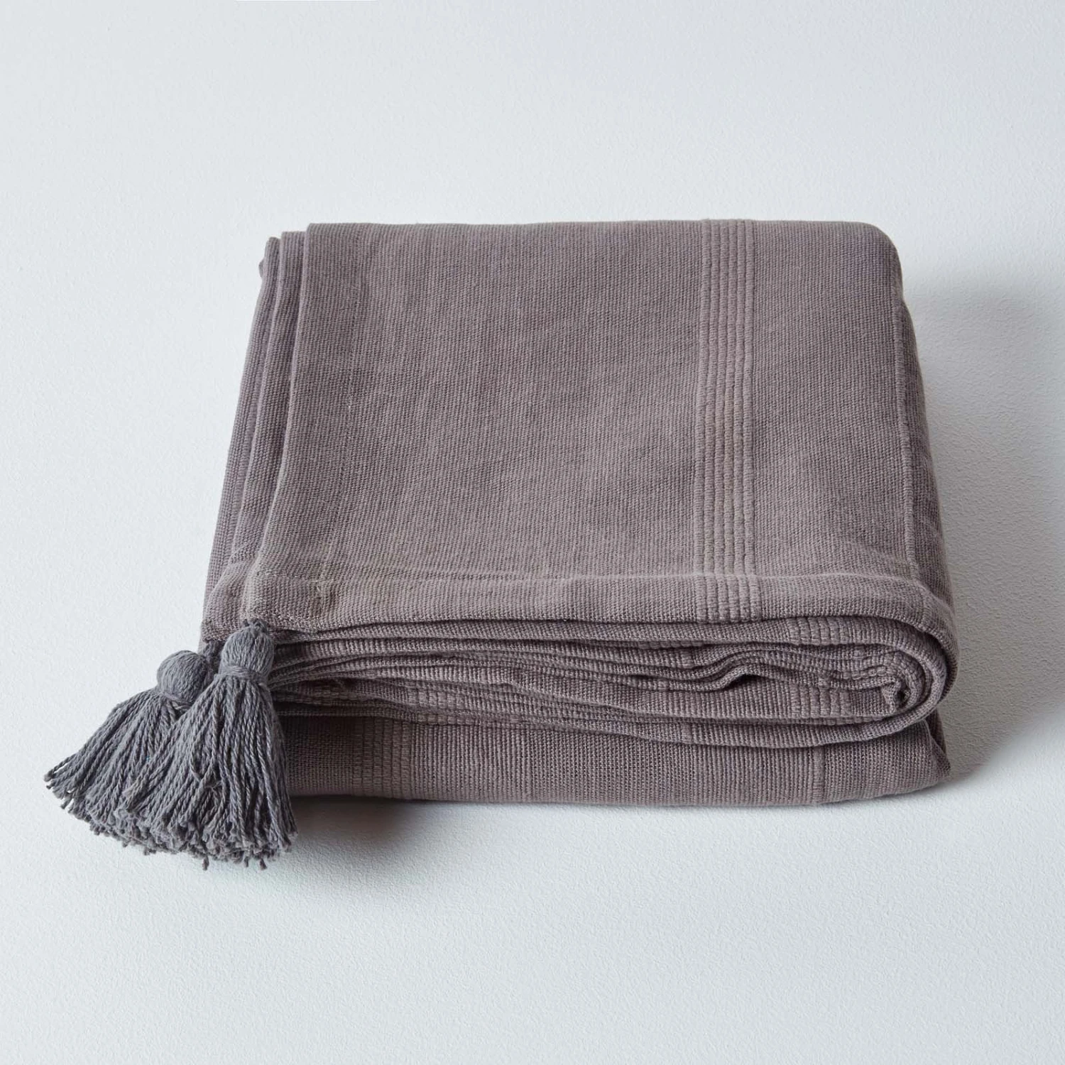 Cotton Rajput Ribbed Sea Grey Throw 4 Cotton Rajput Ribbed Sea Grey Throw - Image 2