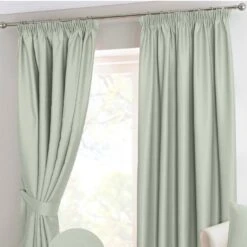 Ivory Herringbone Chevron Thermal Blackout Curtains Pair Pencil Pleat