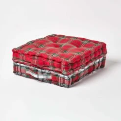 Cotton Edward Tartan Floor Cushion 13 Cotton Edward Tartan Floor Cushion -Best Homeware Store kt1252 06