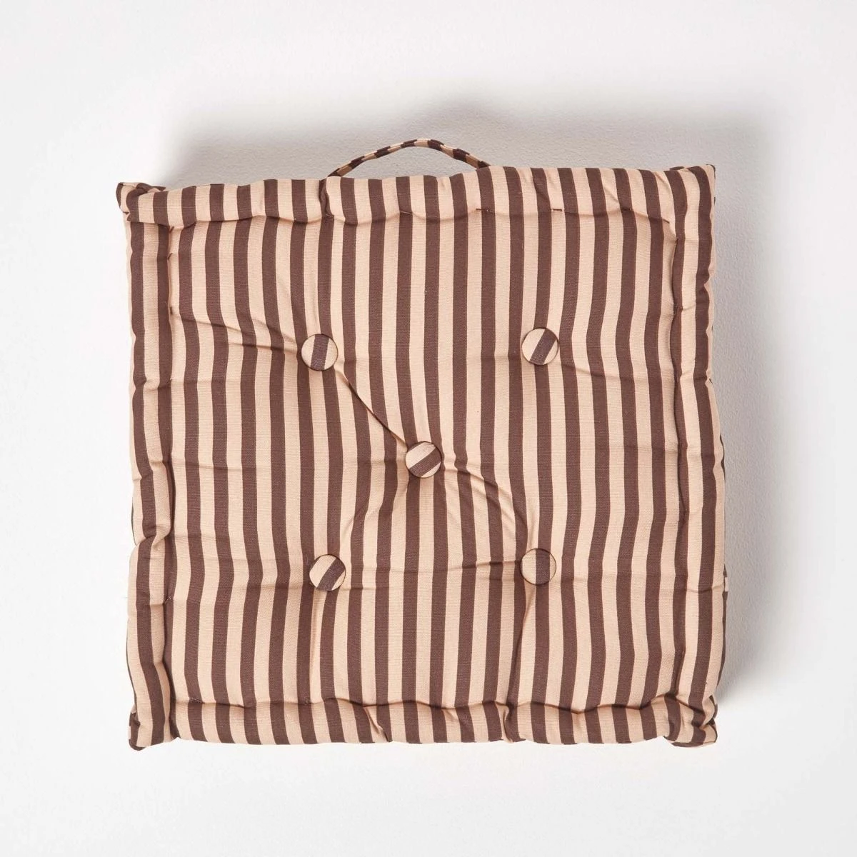 Cotton Chocolate Brown And Beige Thin Stripe Floor Cushion 5 Cotton Chocolate Brown And Beige Thin Stripe Floor Cushion - Image 3