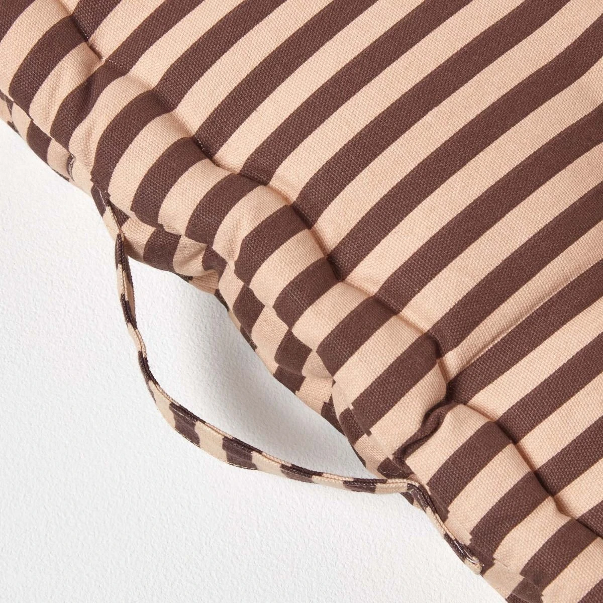 Cotton Chocolate Brown And Beige Thin Stripe Floor Cushion 6 Cotton Chocolate Brown And Beige Thin Stripe Floor Cushion - Image 4