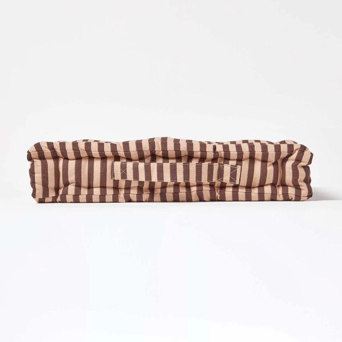 Cotton Chocolate Brown And Beige Thin Stripe Floor Cushion 7 Cotton Chocolate Brown And Beige Thin Stripe Floor Cushion - Image 5