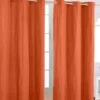 Cotton Plain Burnt Orange Ready Made Eyelet Curtain Pair