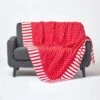 Cotton Red Polka Dots And Stripes Sofa Throw 1 Cotton Red Polka Dots And Stripes Sofa Throw -Best Homeware Store kt1536 01