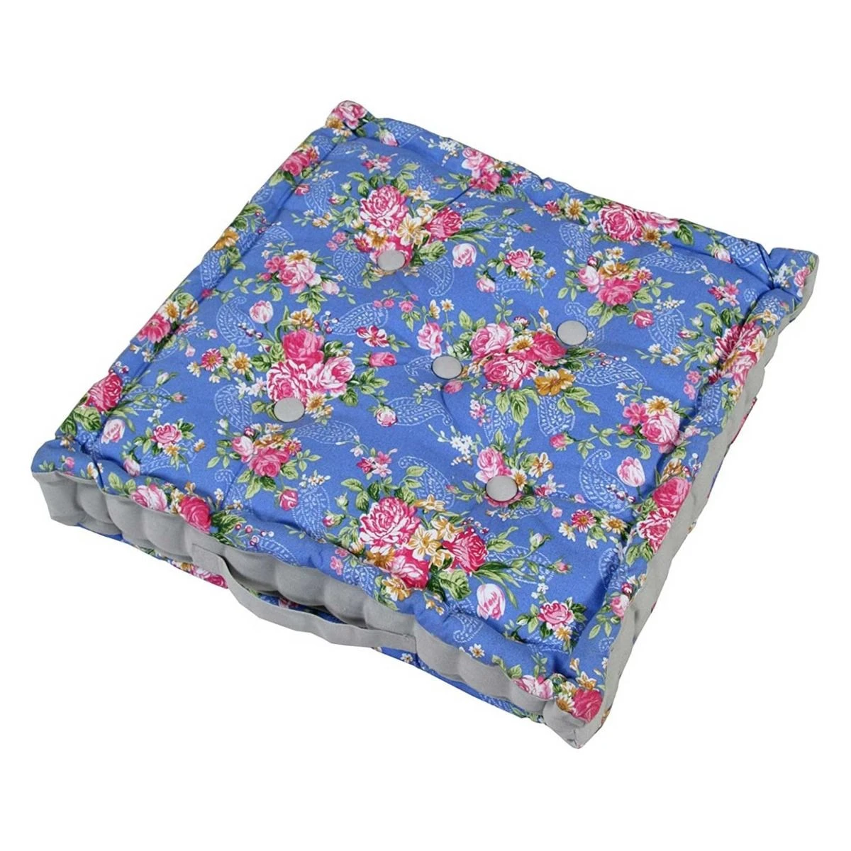 Blue Roses Cotton Floor Cushion 3 Blue Roses Cotton Floor Cushion