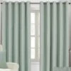 Duck Egg Blue Linen Eyelet Lined Curtain Pair