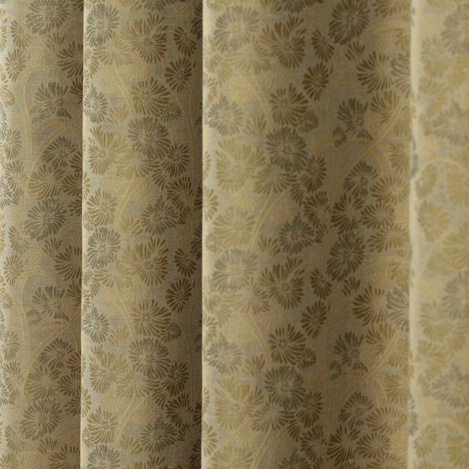 Gold Jacquard Curtain Vintage Floral Design Fully Lined With Tie Backs, 46 X 72" Drop 4 Gold Jacquard Curtain Vintage Floral Design Fully Lined With Tie Backs, 46 X 72" Drop - Image 2