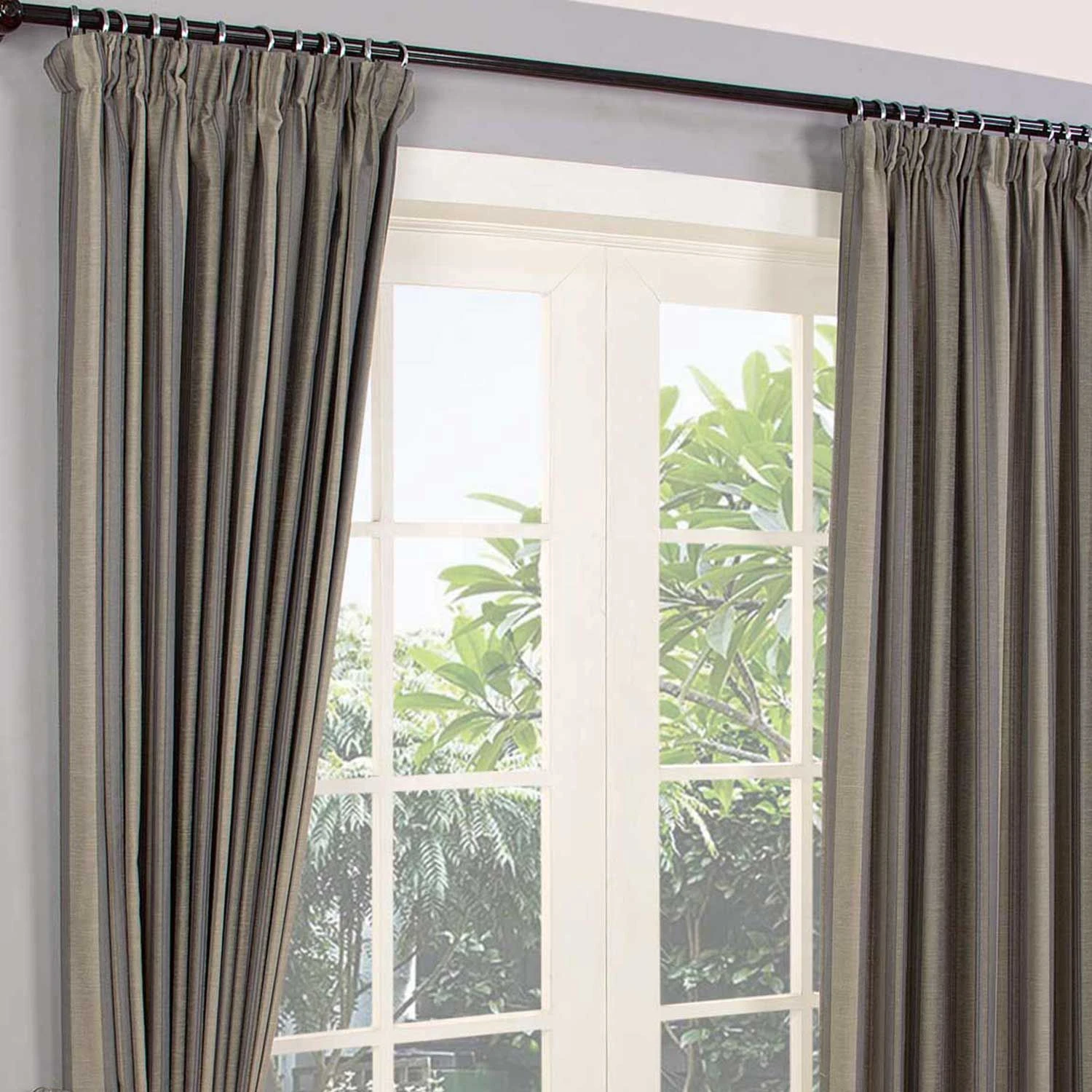Grey Jacquard Curtain Modern Striped Design Fully Lined 5 Grey Jacquard Curtain Modern Striped Design Fully Lined - Image 3