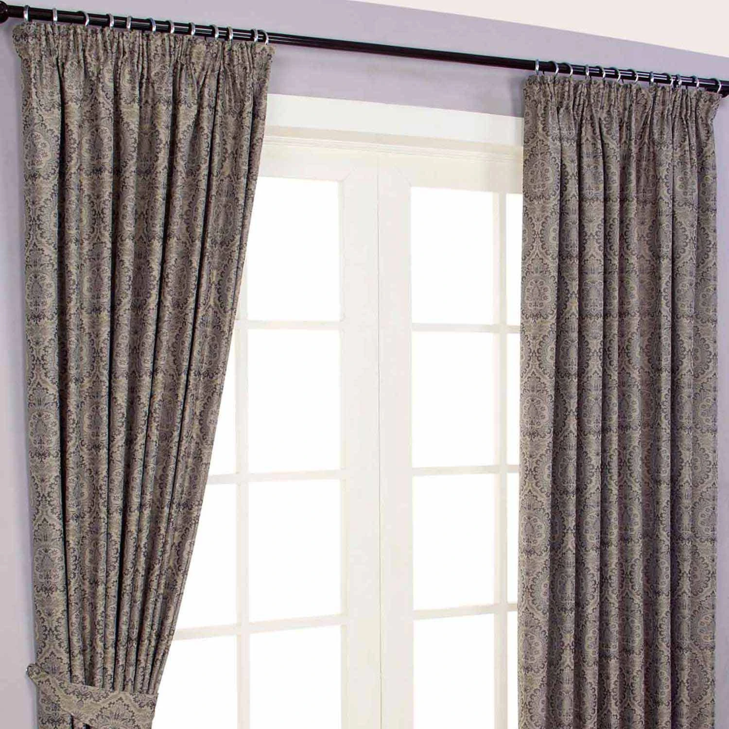 Grey Jacquard Curtain Floral Damask Design Fully Lined 4 Grey Jacquard Curtain Floral Damask Design Fully Lined - Image 2
