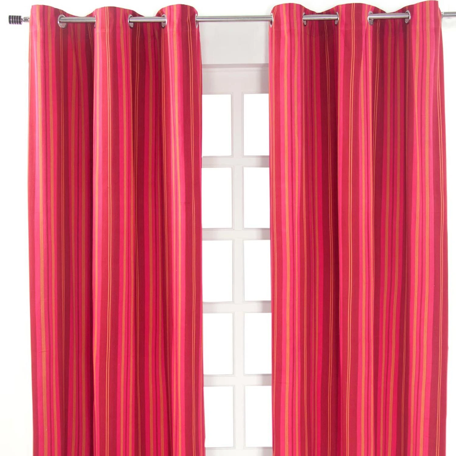 Milan Pink Stripes Ready Made Eyelet Curtain Pair, 117 X 137 Cm Drop 3 Milan Pink Stripes Ready Made Eyelet Curtain Pair, 117 X 137 Cm Drop