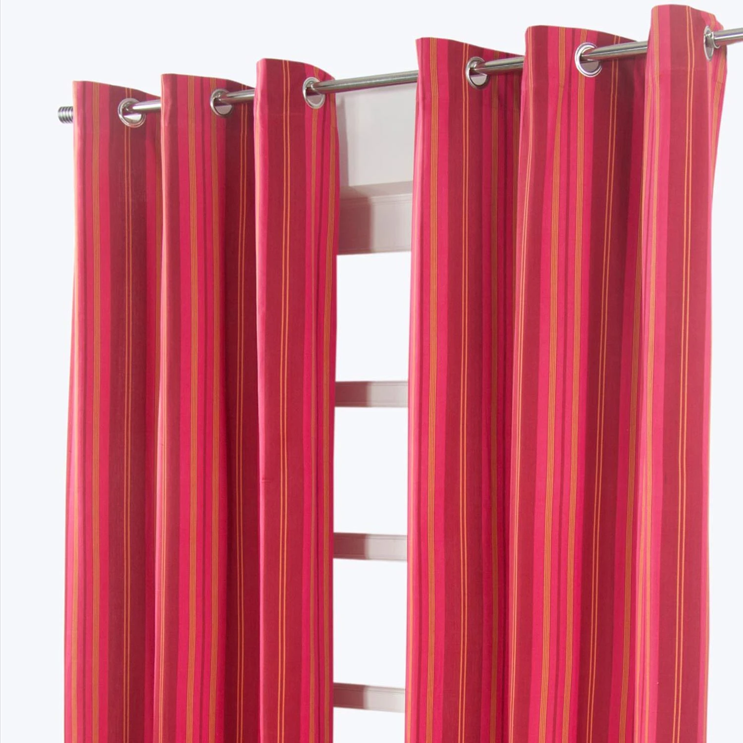 Milan Pink Stripes Ready Made Eyelet Curtain Pair, 117 X 137 Cm Drop 4 Milan Pink Stripes Ready Made Eyelet Curtain Pair, 117 X 137 Cm Drop - Image 2