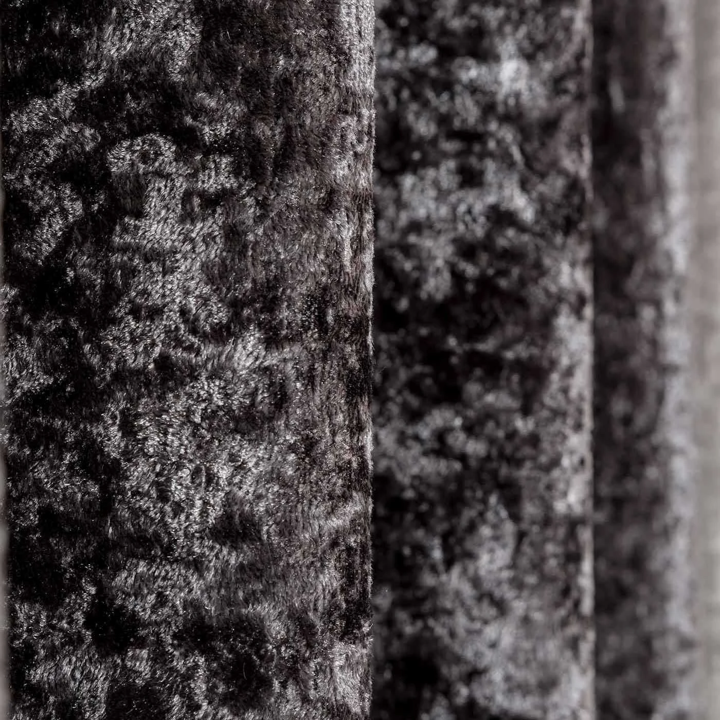 Dark Grey Luxury Crushed Velvet Lined Eyelet Curtain Pair 4 Dark Grey Luxury Crushed Velvet Lined Eyelet Curtain Pair - Image 2