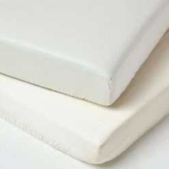 Cream Organic Cotton Cot Bed Fitted Sheets 400 Thread Count, 2 Pack