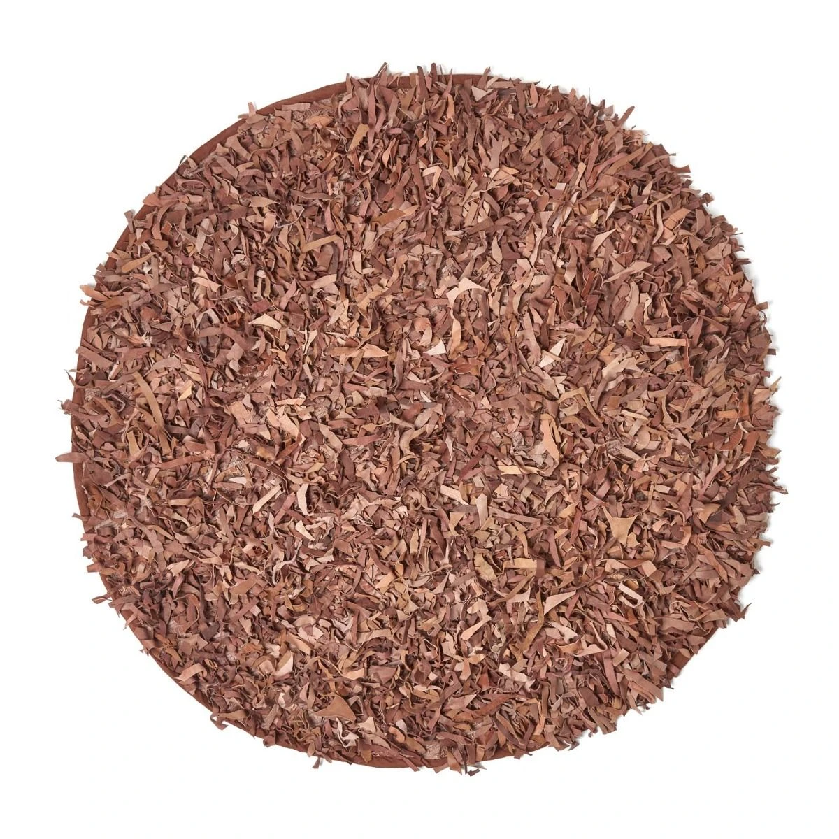 Dallas Leather Shaggy Rug Brown, 150 Cm Round 4 Dallas Leather Shaggy Rug Brown, 150 Cm Round - Image 2