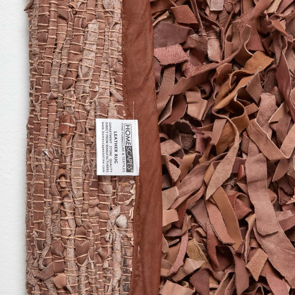 Dallas Leather Shaggy Rug Brown, 150 Cm Round 7 Dallas Leather Shaggy Rug Brown, 150 Cm Round - Image 5