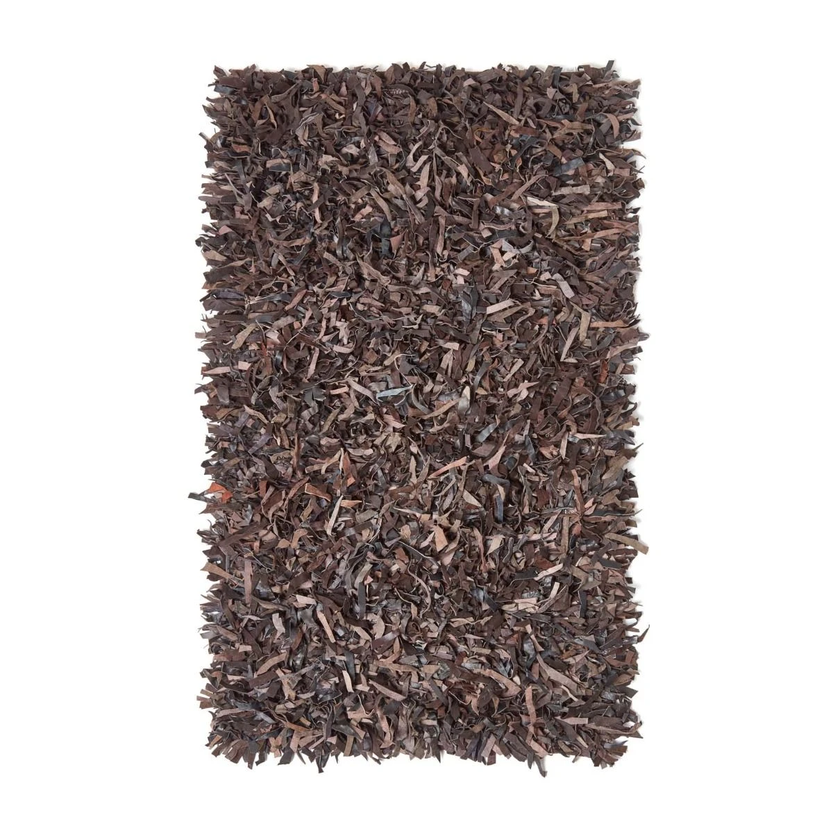 Dallas Leather Shaggy Rug Chocolate 4 Dallas Leather Shaggy Rug Chocolate - Image 2