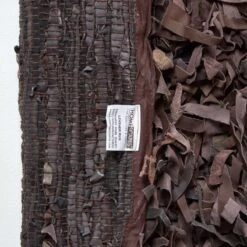 Dallas Leather Shaggy Rug Chocolate, 150 Cm Round 11 Dallas Leather Shaggy Rug Chocolate, 150 Cm Round -Best Homeware Store ru1120d 05