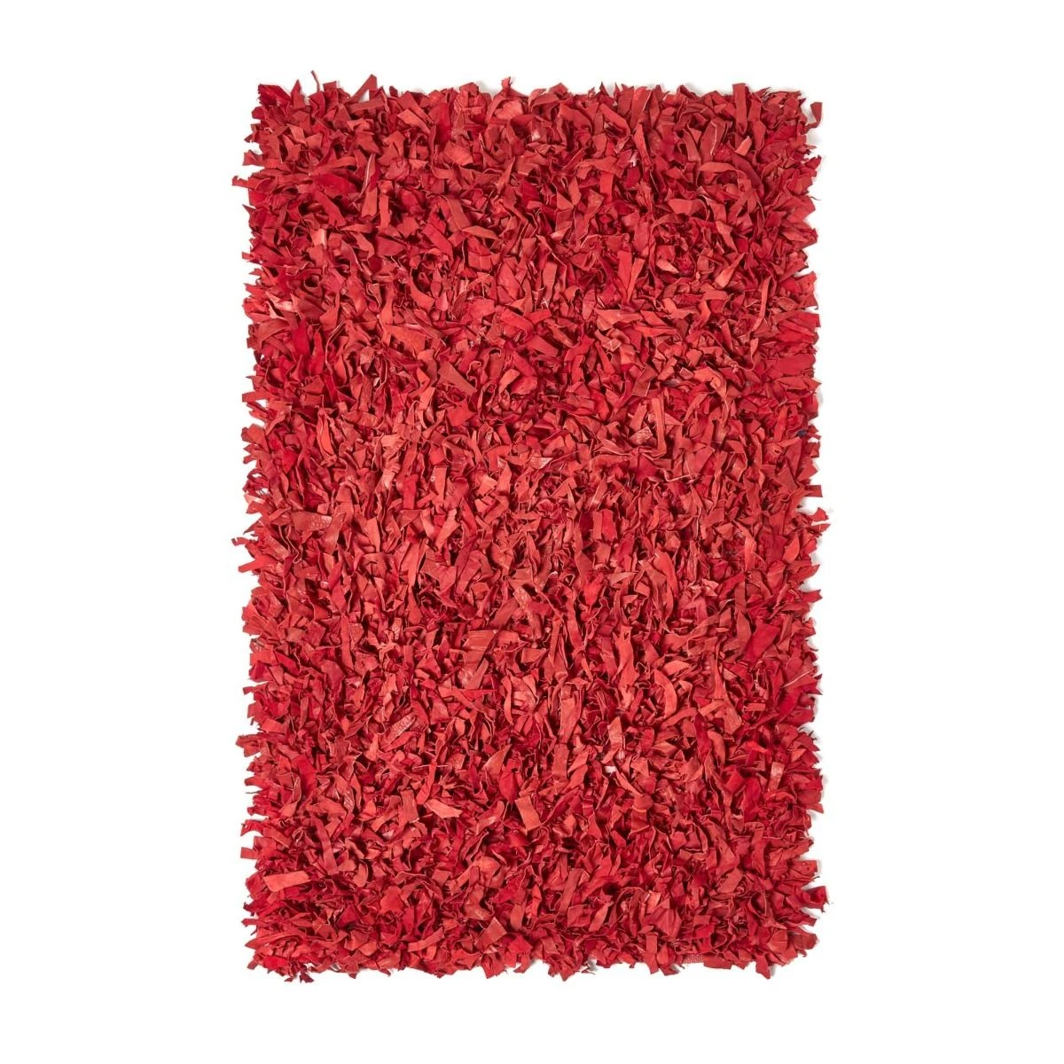 Dallas Leather Shaggy Rug Red 4 Dallas Leather Shaggy Rug Red - Image 2
