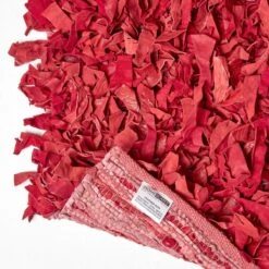 Dallas Leather Shaggy Rug Red 11 Dallas Leather Shaggy Rug Red -Best Homeware Store ru1121 05