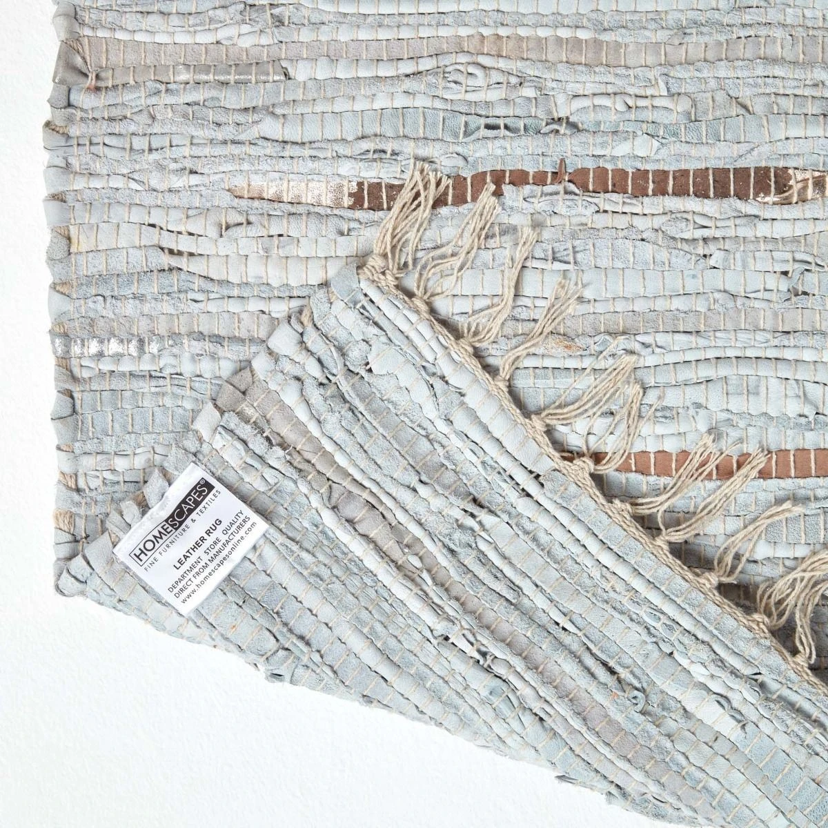Leather Glitter Rug Silver And Natural 7 Leather Glitter Rug Silver And Natural - Image 5