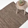 Madras Leather Hemp Rug Brown