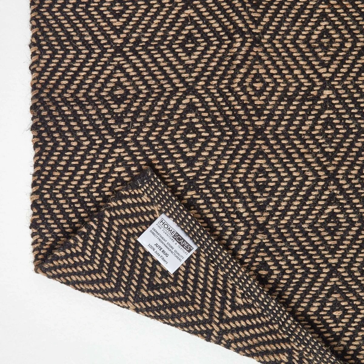 Hand Woven Geometric Patterned Black Jute Rug 7 Hand Woven Geometric Patterned Black Jute Rug - Image 5