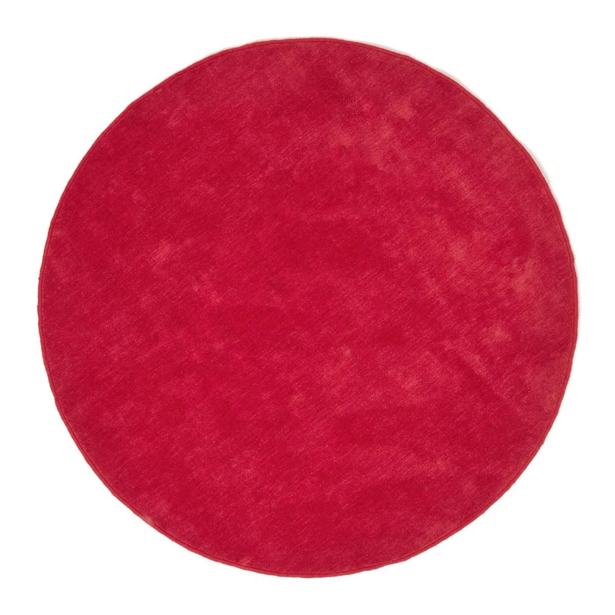 Hand Tufted Plain Cotton Red Large Round Rug 4 Hand Tufted Plain Cotton Red Large Round Rug - Image 2