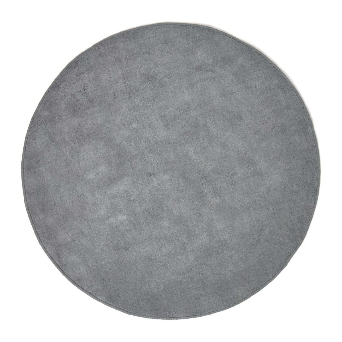 Hand Tufted Plain Cotton Grey Large Round Rug 4 Hand Tufted Plain Cotton Grey Large Round Rug - Image 2