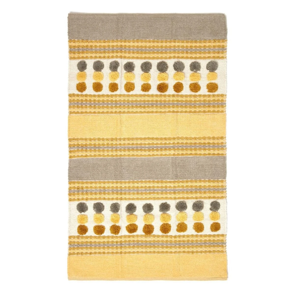 Modern Cotton Rug Grey Yellow Chenille Striped Hand Tufted Circles 4 Modern Cotton Rug Grey Yellow Chenille Striped Hand Tufted Circles - Image 2