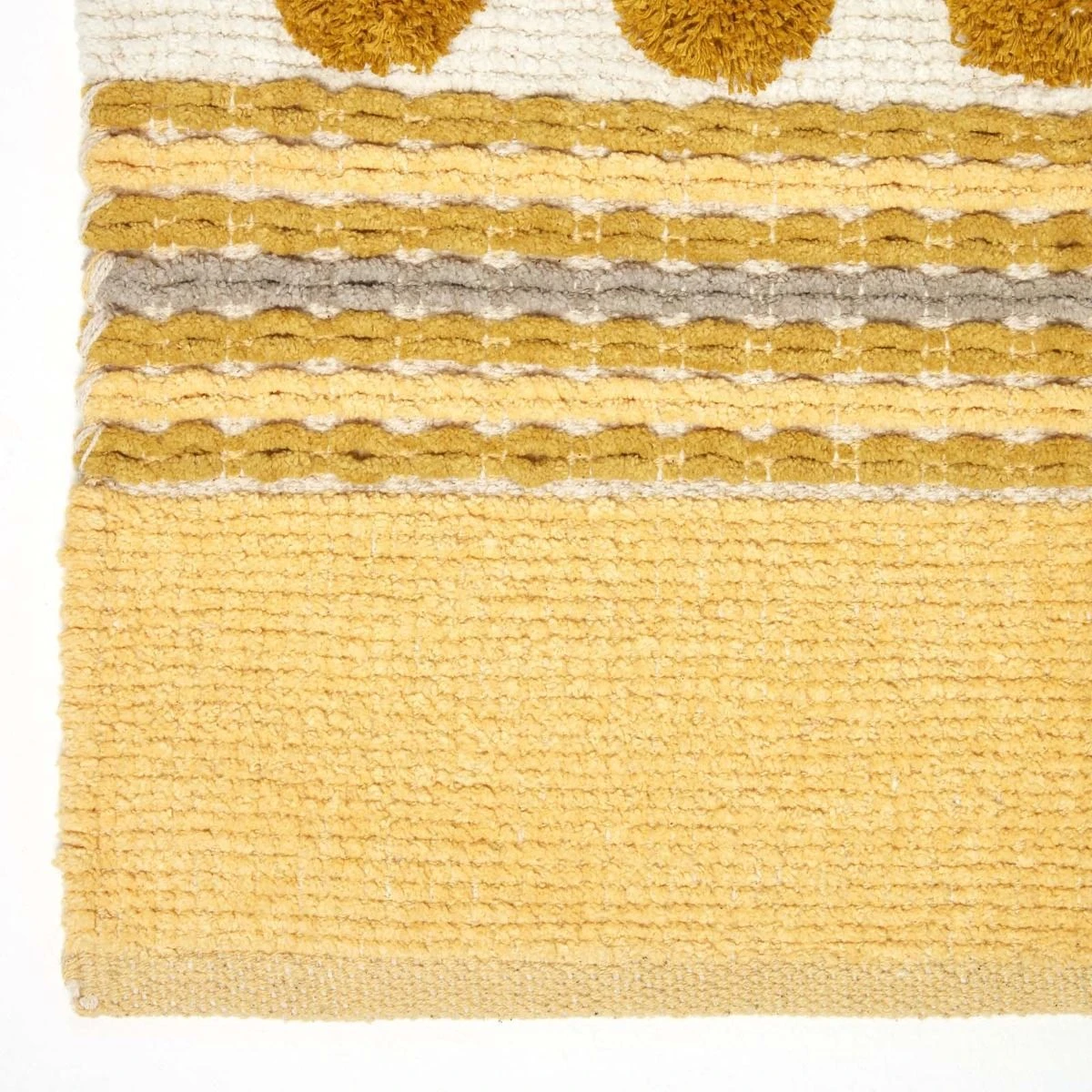 Modern Cotton Rug Grey Yellow Chenille Striped Hand Tufted Circles 5 Modern Cotton Rug Grey Yellow Chenille Striped Hand Tufted Circles - Image 3