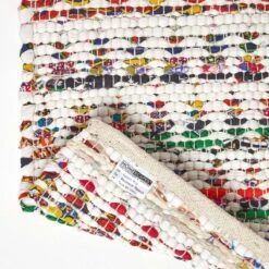 Handwoven Multi Coloured 100% Cotton Diamond Chindi Rug -Best Homeware Store ru1272 05