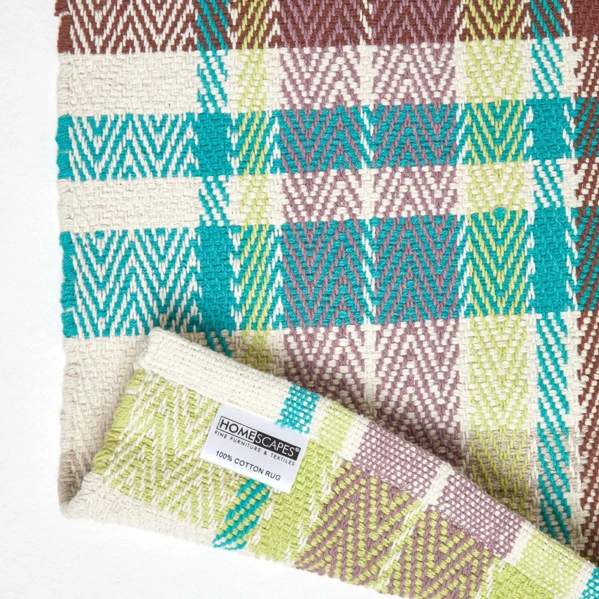 Wilson Handwoven Blue, Yellow And Brown Tartan 100% Cotton Rug 7 Wilson Handwoven Blue, Yellow And Brown Tartan 100% Cotton Rug - Image 5