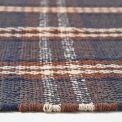 Hamilton Handwoven Grey And Brown Tartan 100% Cotton Rug -Best Homeware Store ru1275 04
