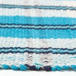 Irvine Handwoven Blue Tartan 100% Cotton Rug -Best Homeware Store ru1277c 04 3