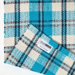 Irvine Handwoven Blue Tartan 100% Cotton Rug -Best Homeware Store ru1277c 05 3
