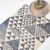 Delphi Blue And White Geometric Style 100% Cotton Printed Rug