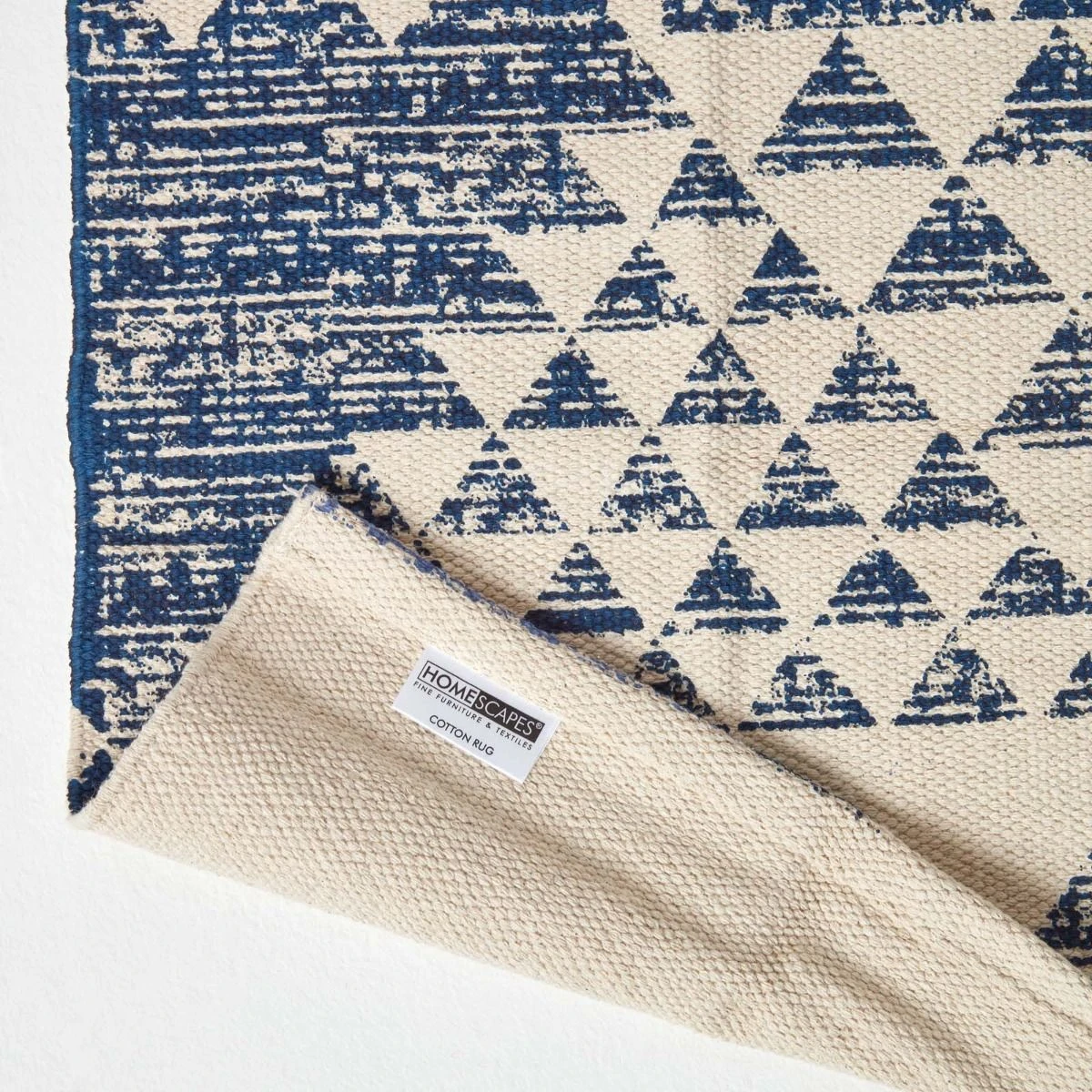 Delphi Blue And White Geometric Style 100% Cotton Printed Rug 7 Delphi Blue And White Geometric Style 100% Cotton Printed Rug - Image 5