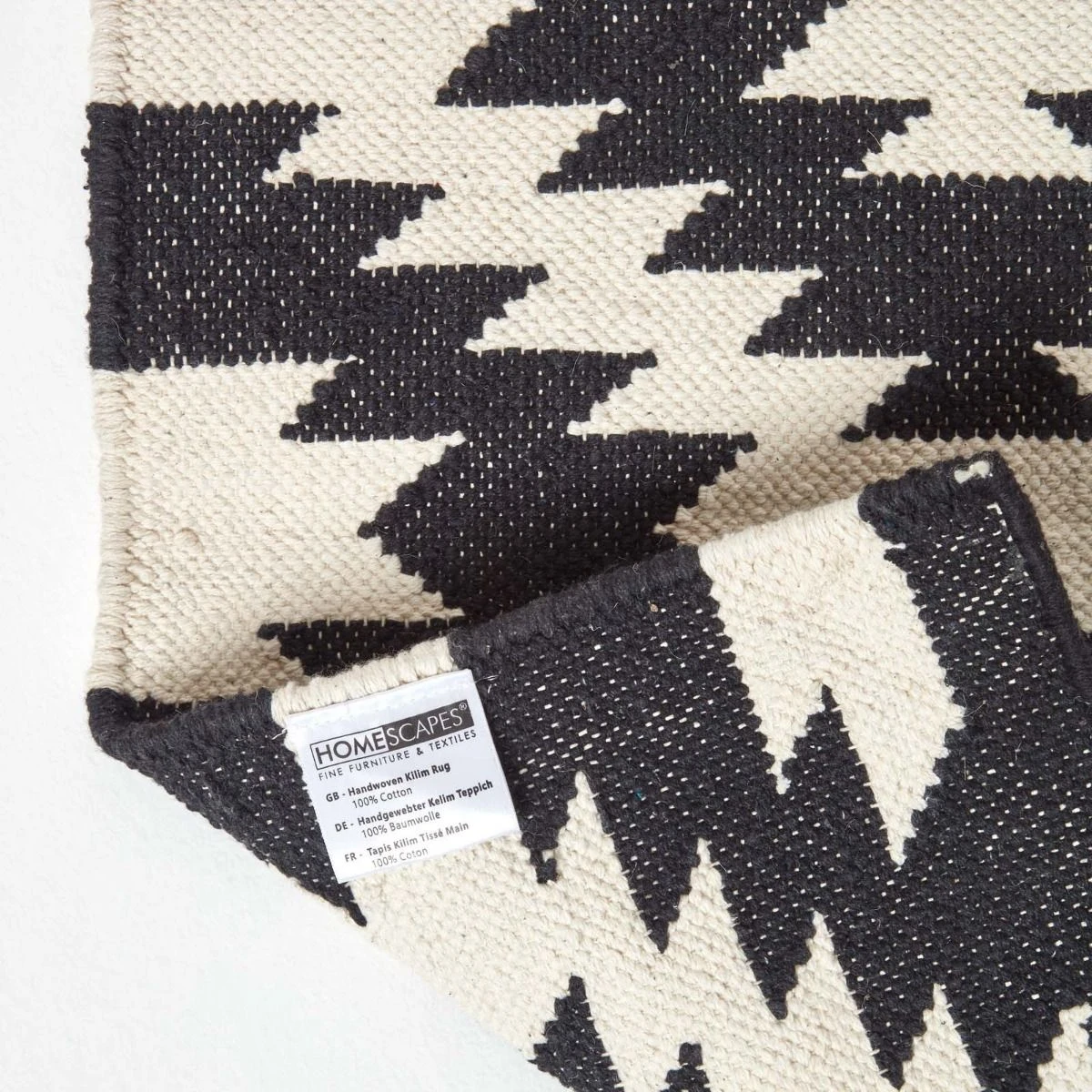 Zurich Handwoven Black And White Cotton Geometric Kilim Rug 7 Zurich Handwoven Black And White Cotton Geometric Kilim Rug - Image 5