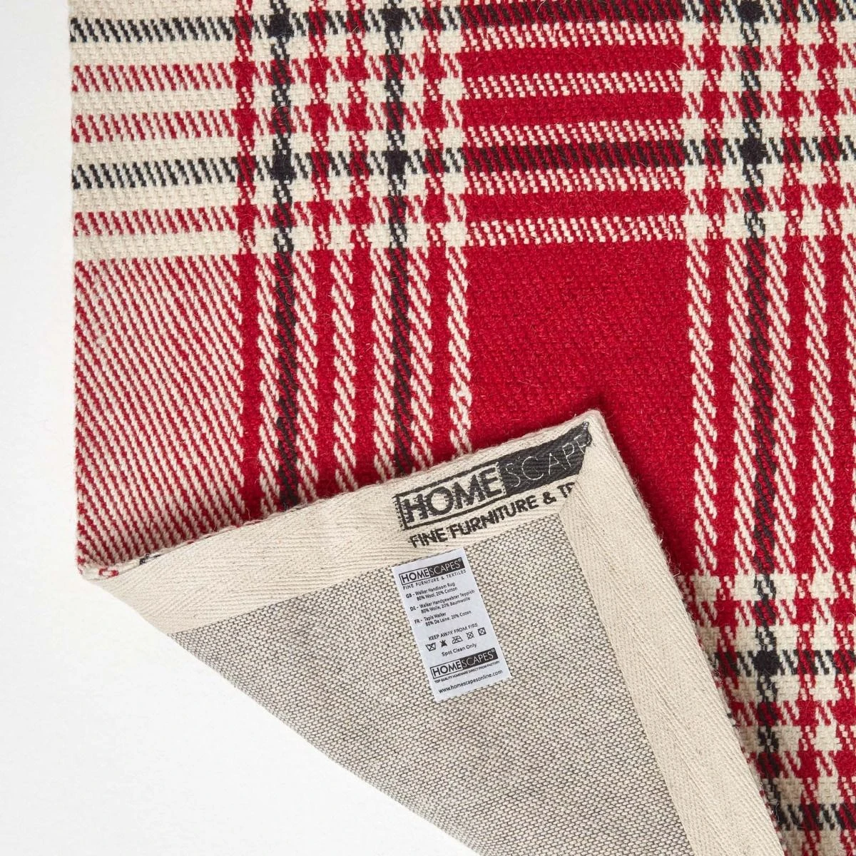 Walker Red Tartan Check Non-Slip 100% Wool Rug 7 Walker Red Tartan Check Non-Slip 100% Wool Rug - Image 5