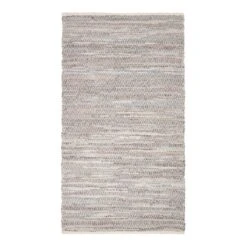 Grey Real Leather Handwoven Diamond Pattern Rug -Best Homeware Store ru1324 02