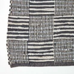Black & White Real Leather Handwoven Striped Block Check Rug 8 Black & White Real Leather Handwoven Striped Block Check Rug -Best Homeware Store ru1325 03