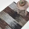 Black, Grey & Brown Real Leather Handwoven Cutshuttle Rug